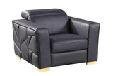 Astra Dark Navy Leather Living Room Set