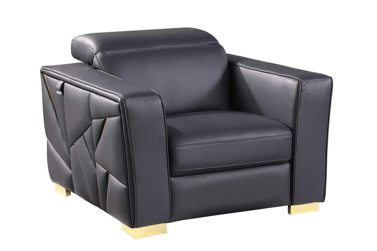 Astra Dark Navy Leather Living Room Set