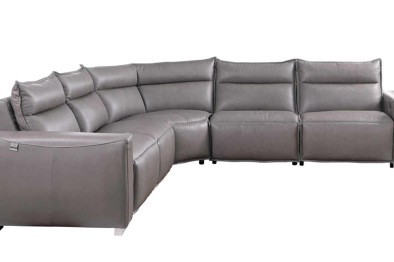 Sierra Gray Leather Reclining Sectional