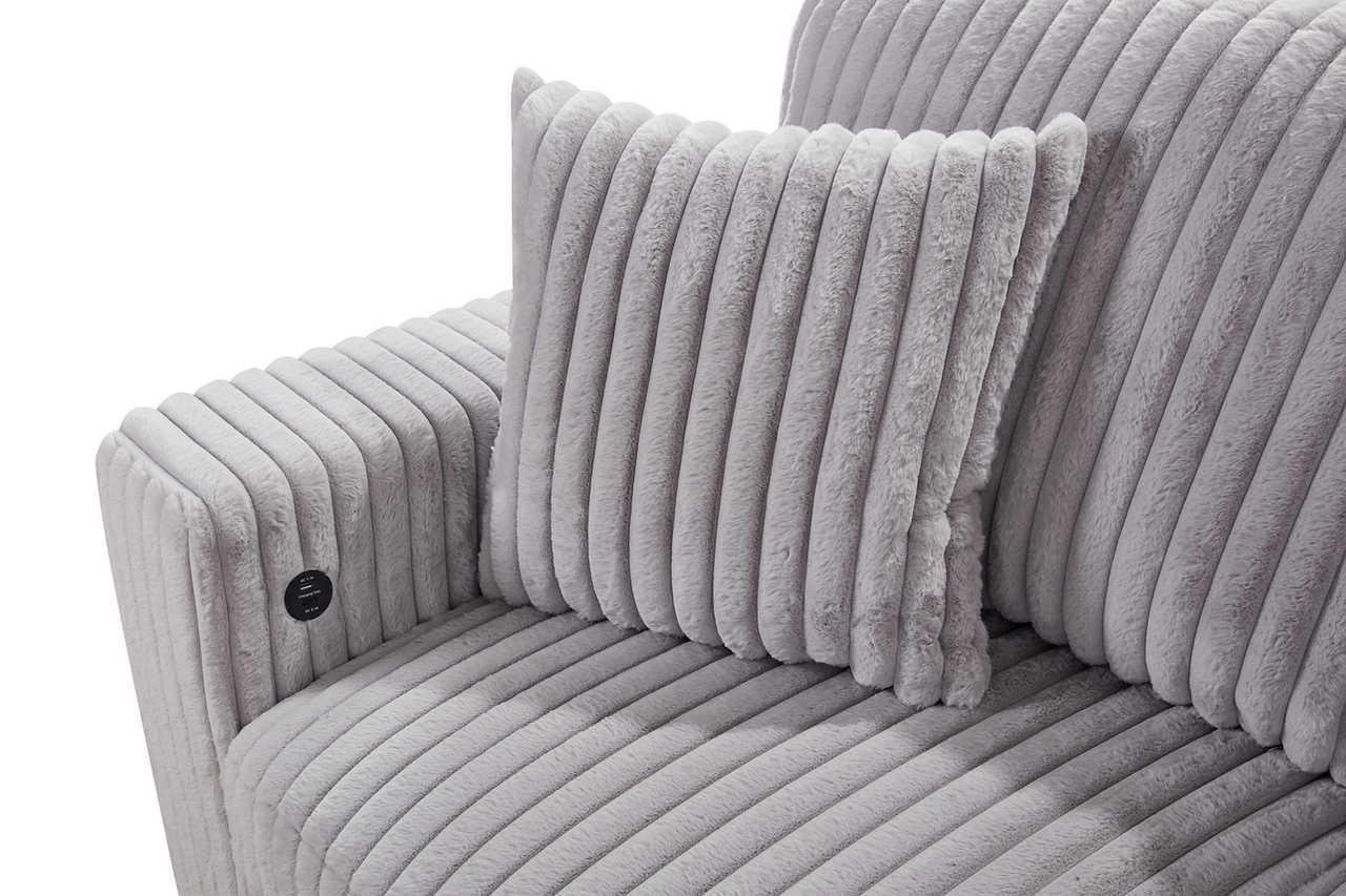 Raha Gray Soft Fabric Storage Sectional with Pull Out Bed