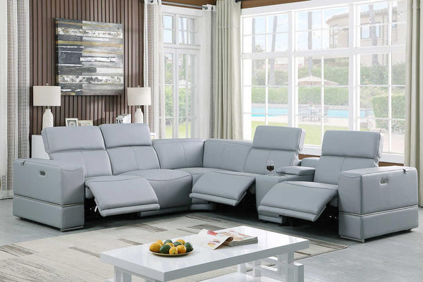 Franco Light Blue 6-Piece 2 Power Reclining Sectional