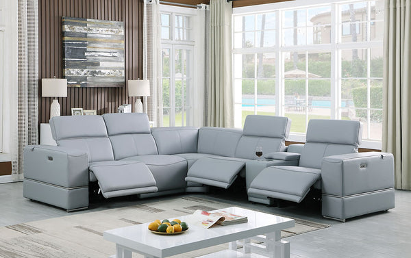 Franco Light Blue 6-Piece 3 Power Sectional