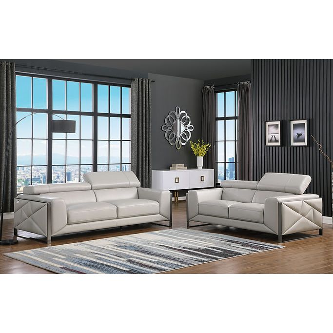 Giorgio Light Gray Leather Sofa