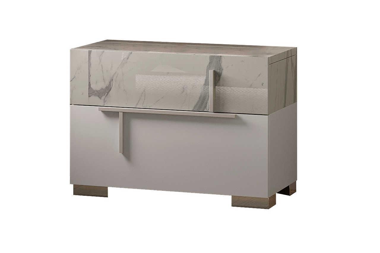 Sunset Ii White Modern Traditional Contemporary Marble Top Solid Wood 2-Drawers Chest - Ella Furniture