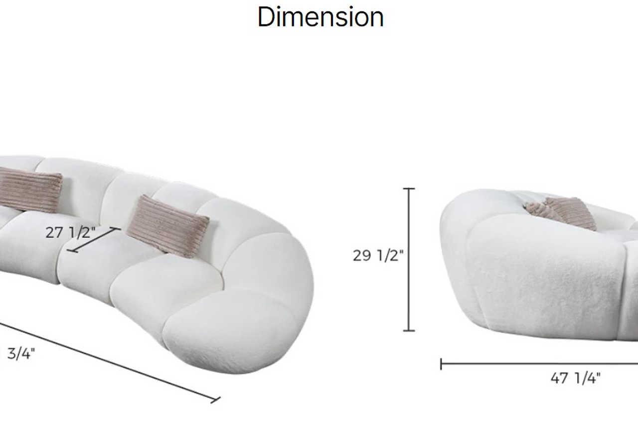 Big Cloud White Soft Fur Fabric Oversize Sectional