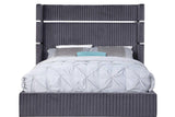 Aspen Gray Velvet Upholstered Platform King Bed