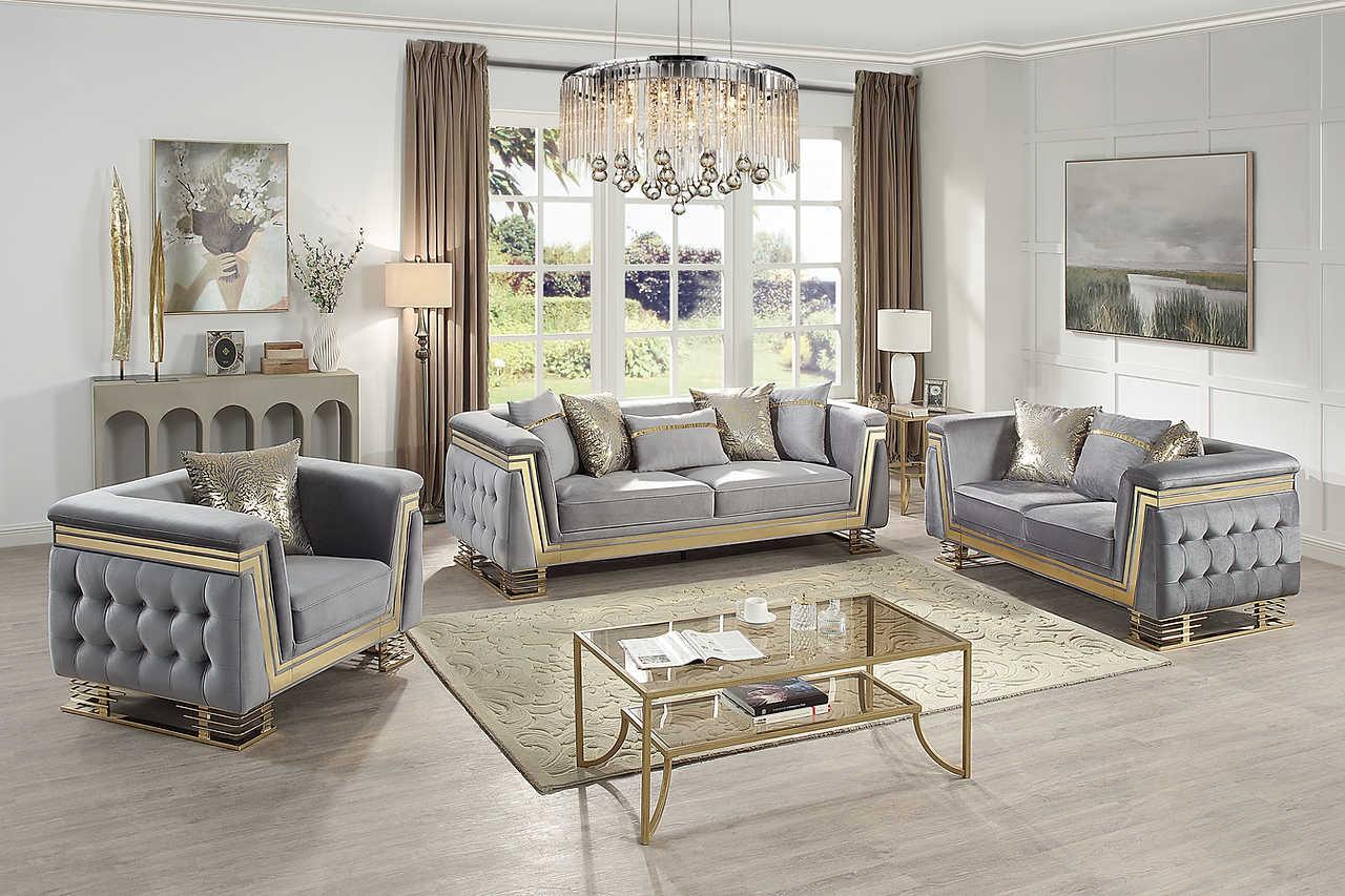 Ashton Grey Gold Upholstered Chair