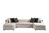 Brooklyn Cream Modern Contemporary Wood, Engineered Wood Fabric Tufted Sectional - Ella Furniture