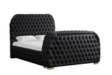 Royal Black Upholstered Tufted Platform Queen Bed