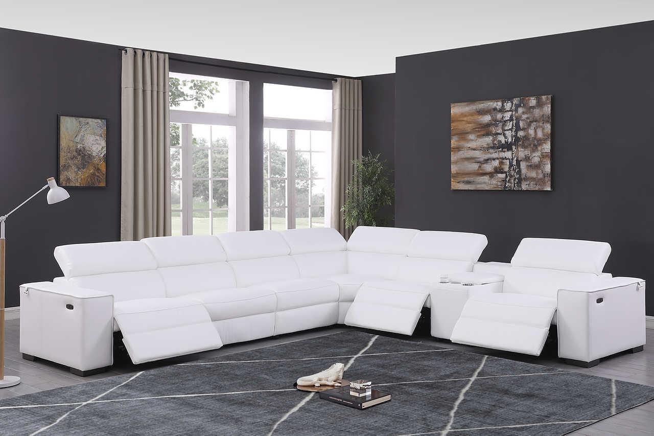 Picasso White 7-Piece 3 Power Reclining Sectional