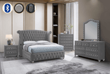 Divina Gray Upholstered Tufted Wingback Bedroom Set