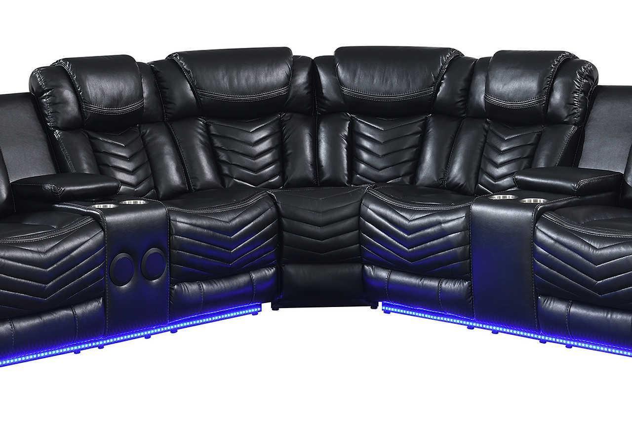 Lucky Charm Black Power Reclining Sectional