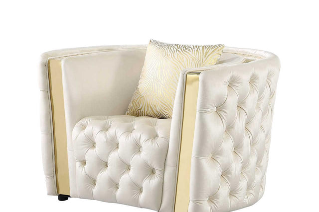 Roka White Modern Tufted Chair - Ella Furniture