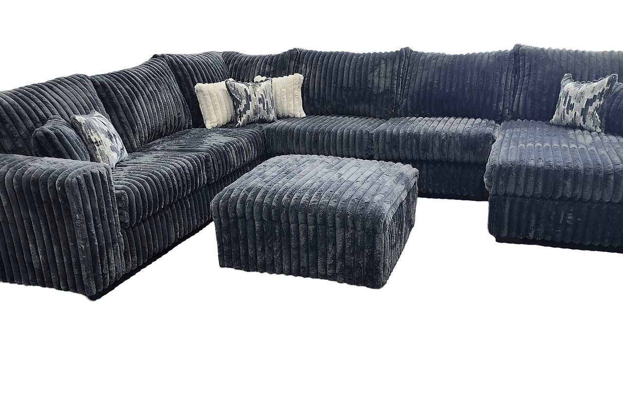 Texan Gray Corduroy Ottoman