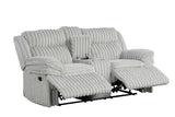 Mellow Grey Thick Stripe Fabric 3-Piece Reclining Set