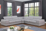 Pella Light Grey Leather Sectional