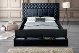 Emerald Black Upholstered Tufted Power Storage King Bed