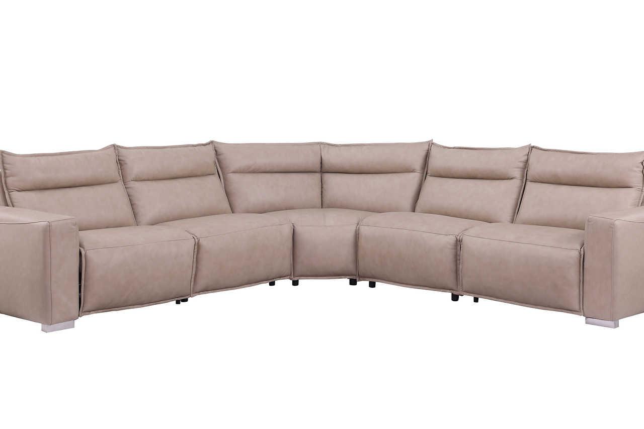 Sierra Beige Leather Reclining Sectional