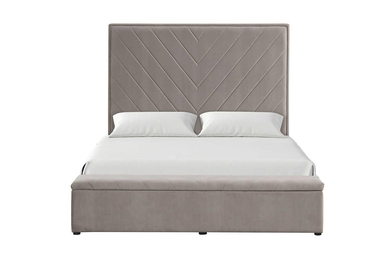 Mio Gray Velvet Panel Queen Bed