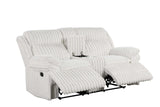 Mellow White Thick Stripe Fabric 3-Piece Reclining Set