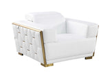 Hexor White Leather Living Room Set