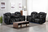 Innova Black Air Leather 3-Piece Reclining Set