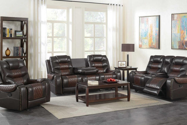 Phoenix Brown Faux Leather Cupholder 3-Piece Reclining Set