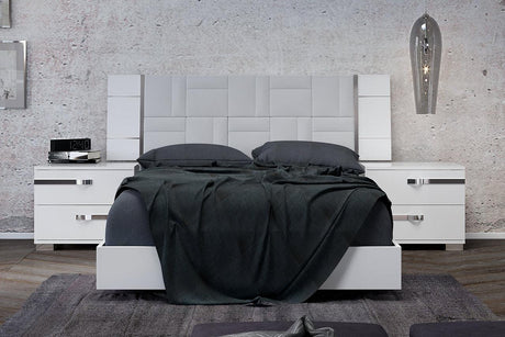 Dream Geo White Modern Contemporary Marble Top Solid Wood 2-Drawers Nightstand - Ella Furniture