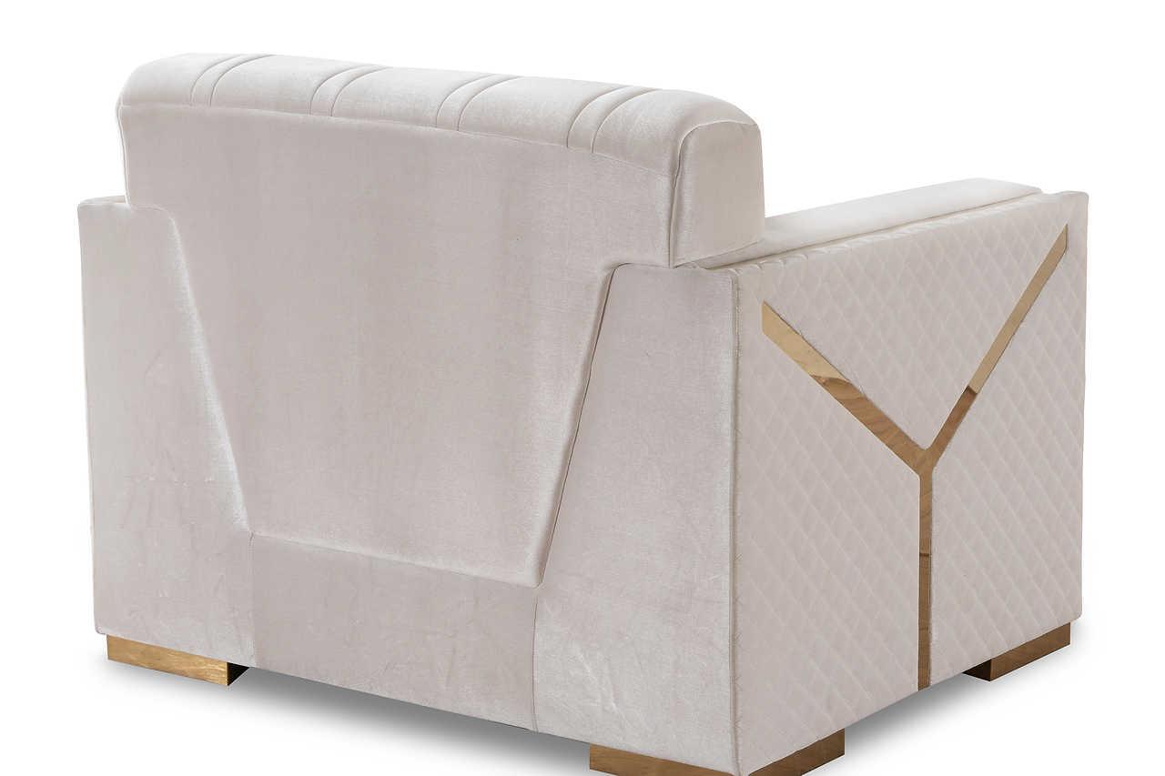 Hilena White Velvet Living Room Set