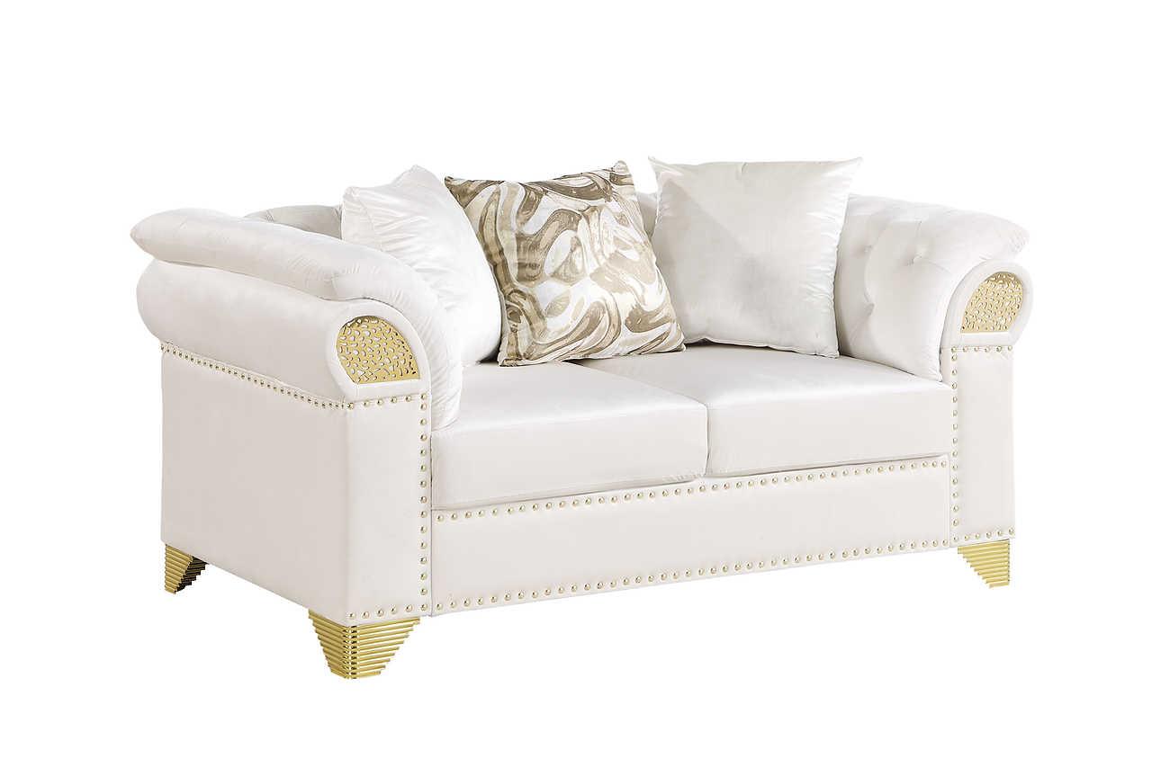 Emma Cream Velvet Living Room Set