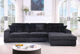 Comfy II Black Velvet 3-Piece Sectional