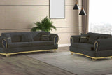 Kelebek Grey/Gold Modern Contemporary Wood And Metal Velvet Upholstered Chair - Ella Furniture