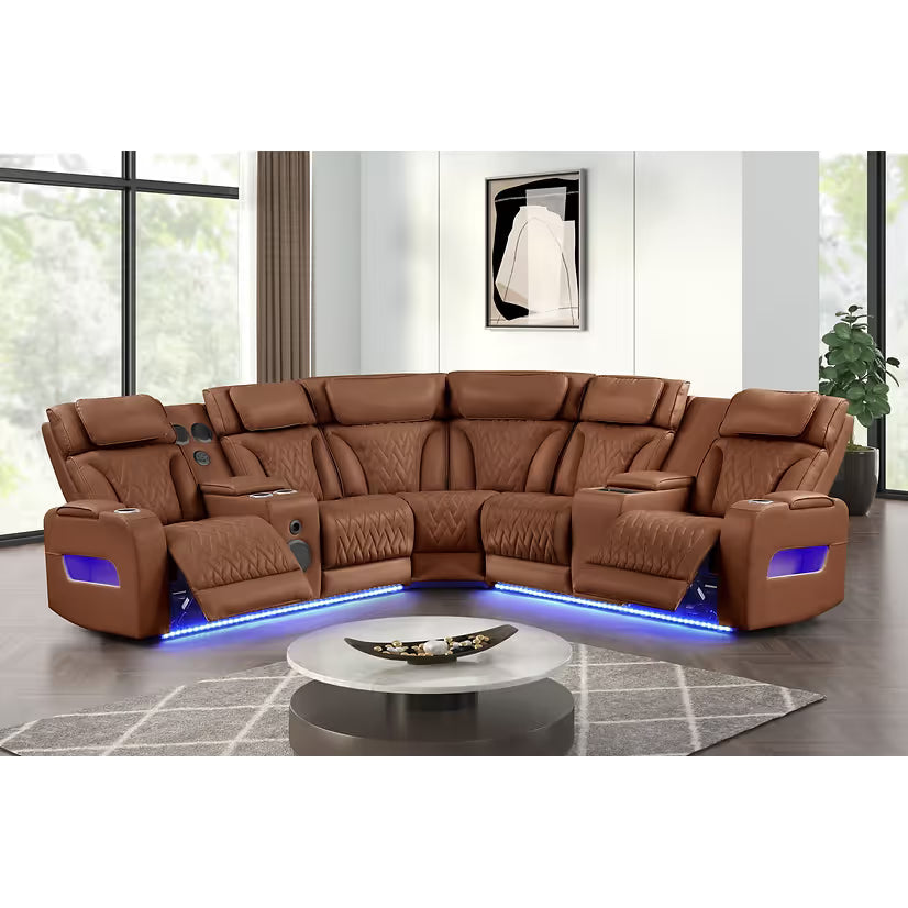 Skyline Brown Caramel Power Reclining Sectional