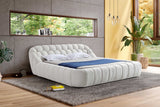Bubbles White Upholstered Platform King Bed