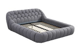 Bubbles Gray Upholstered Platform Queen Bed