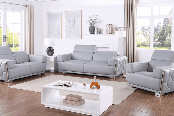 Hexor Light Blue Leather Living Room Set