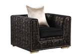 Konya Black Gold Velvet Living Room Set