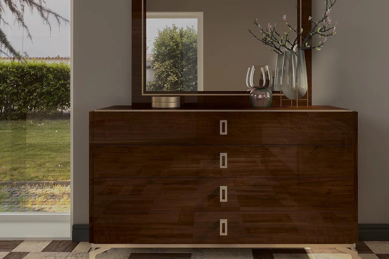 Eva Brown Modern Contemporary Solid Wood And Veneers 2-Drawers Nightstand - Ella Furniture