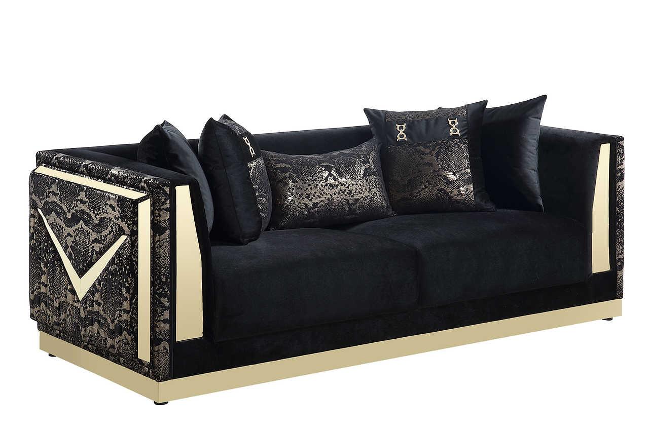 Monaco Black Velvet Living Room Set