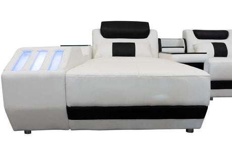Matrix White/Black Modern Contemporary Wood, Engineered Wood Faux Leather Sectional - Ella Furniture
