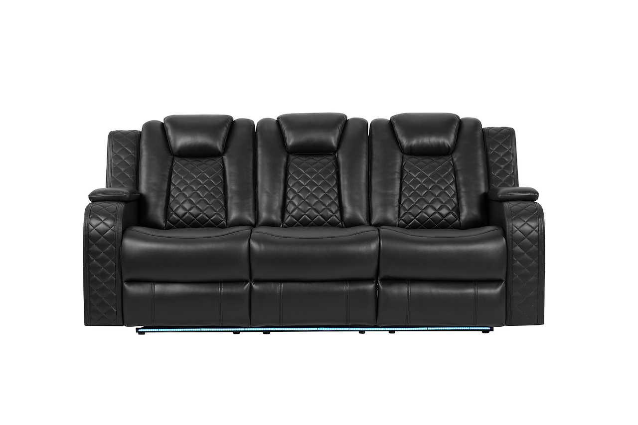 Eclipse Black Air Leather 3-Piece Power Reclining Set