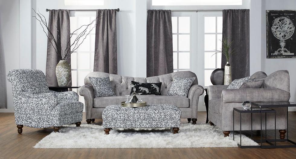 Oppulent Drizzle Grey Living Room Set