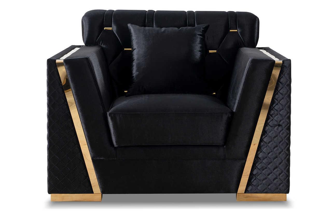 Hilena Black Velvet Living Room Set