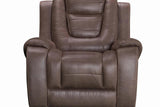 Galaxy Brown Contemporary Wood And Engineered Wood Faux Leather Upholstered Recliner - Ella Furniture