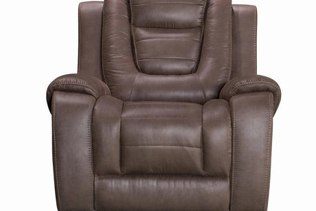 Galaxy Brown Contemporary Wood And Engineered Wood Faux Leather Upholstered Recliner - Ella Furniture
