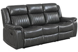 Lavon Grey Contemporary Wood, Engineered Wood Faux Leather Upholstered 3Pcs Reclining Set - Ella Furniture