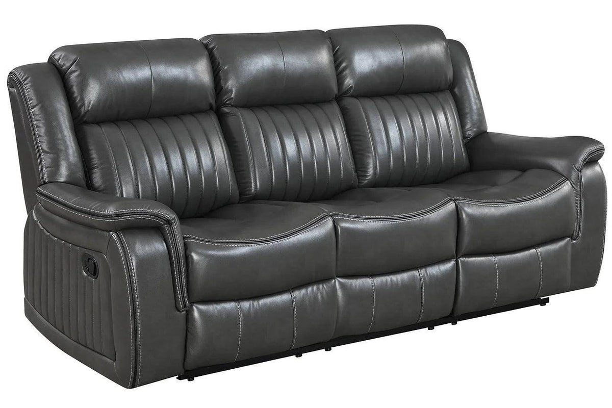 Lavon Grey Contemporary Wood, Engineered Wood Faux Leather Upholstered 3Pcs Reclining Set - Ella Furniture