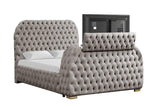 Royal Gray Upholstered Tufted Platform King Bed