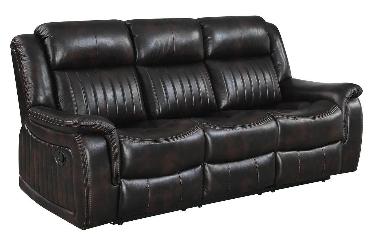 Lavon Brown Modern Wood, Engineered Wood Faux Leather Upholstered 3Pcs Livingroom Set - Ella Furniture