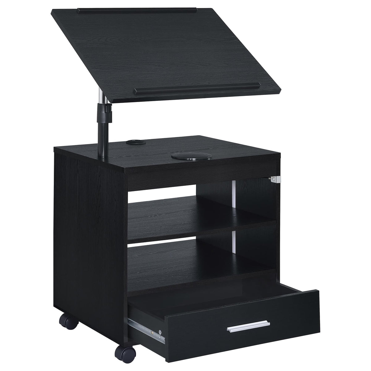 Lerma 1-Drawer Adjustable Tray Top Nightstand with Speaker Black Ash — product image 3